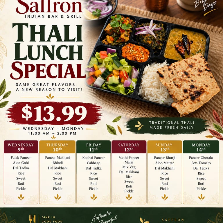 Thali Lunch Special Now Available