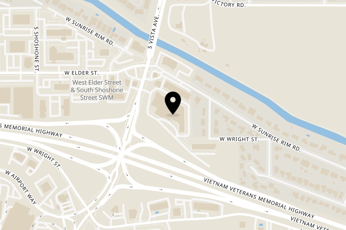 Map showing the location of Saffron Indian Bar and Grill on 3300 S Vista Ave in Boise